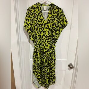 Leopard Print Dress in Neon Green and Black